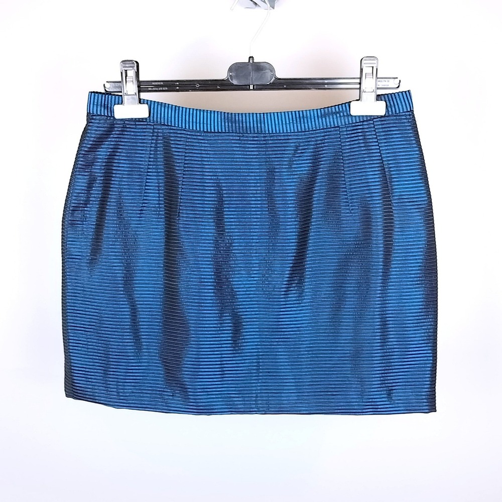 Vintage Mini Shimmer Skirt Size 12 Blue Shiny Michel‎ Desjardins Stampede Wear